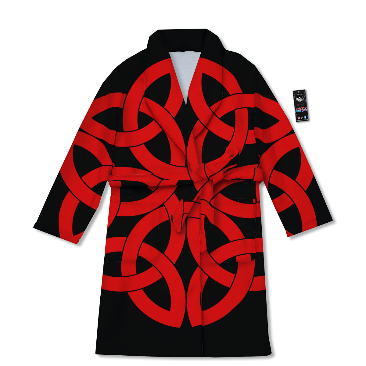 Knot Red Celtic Print Bathrobe-grizzshop