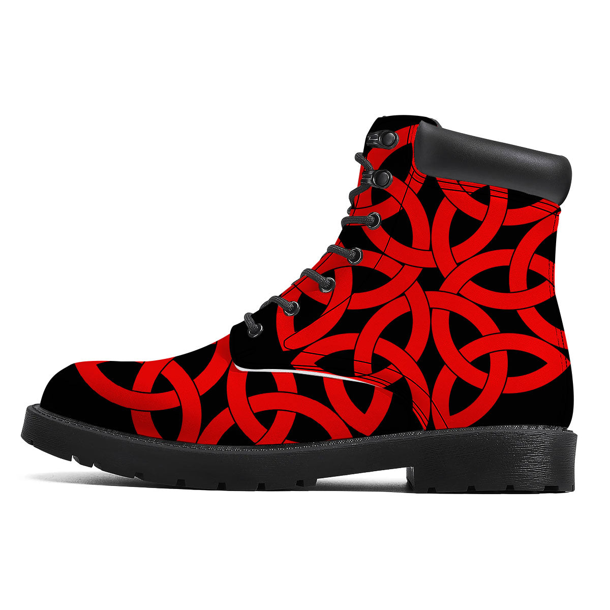 Knot Red Celtic Print Boots-grizzshop