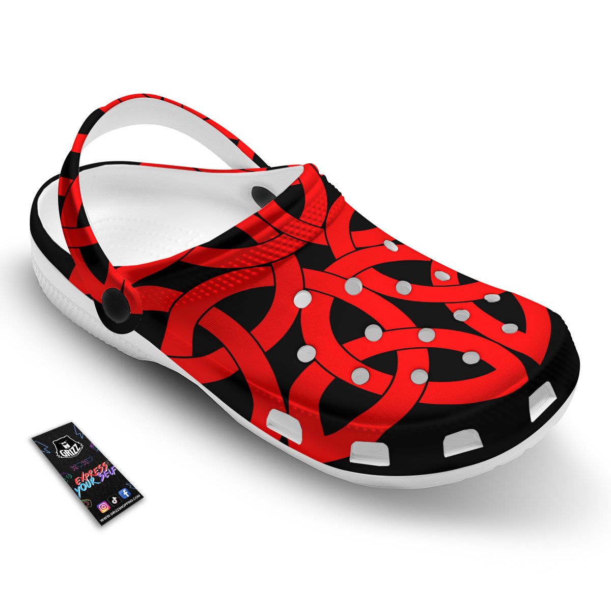 Knot Red Celtic Print Clog-grizzshop