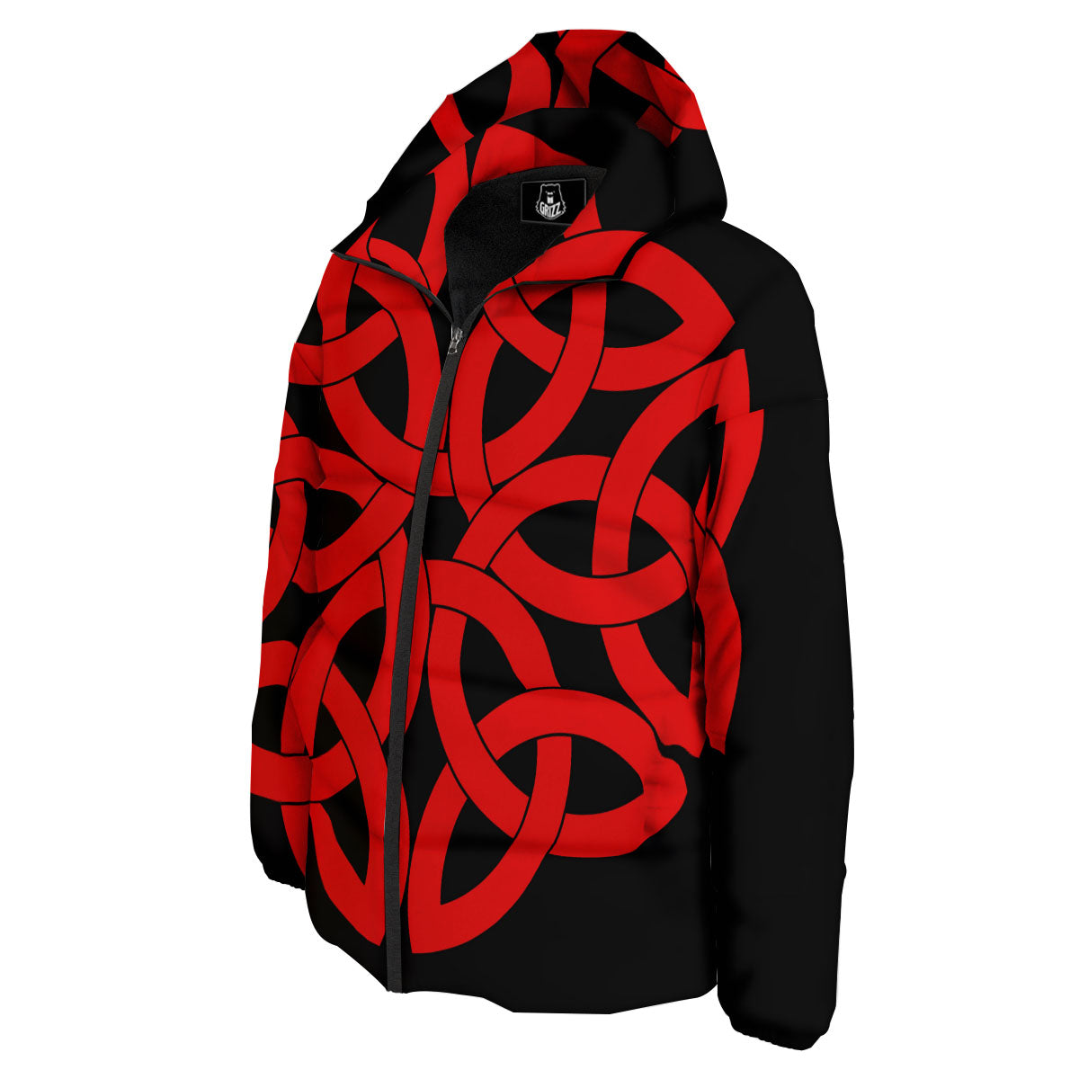 Knot Red Celtic Print Down Jacket-grizzshop