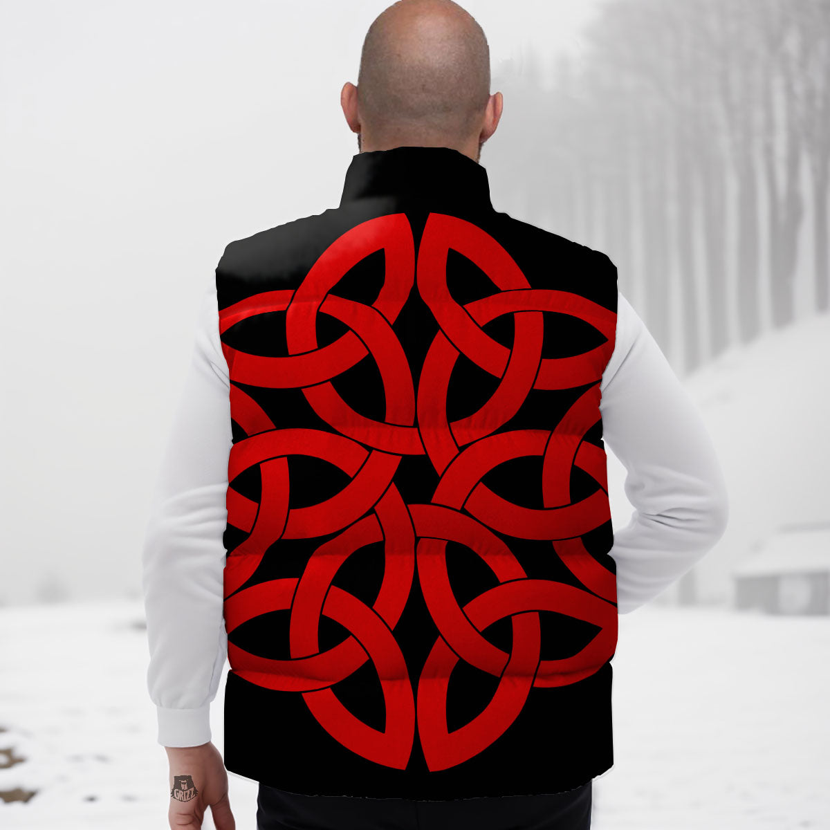 Knot Red Celtic Print Down Vest