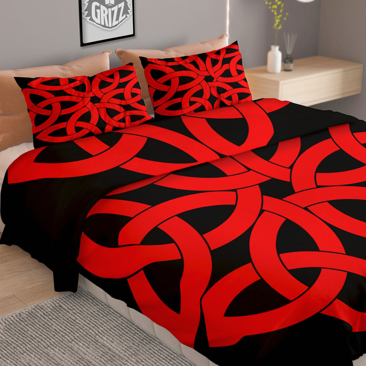 Lava Volcano Print Duvet Cover Bedding Set