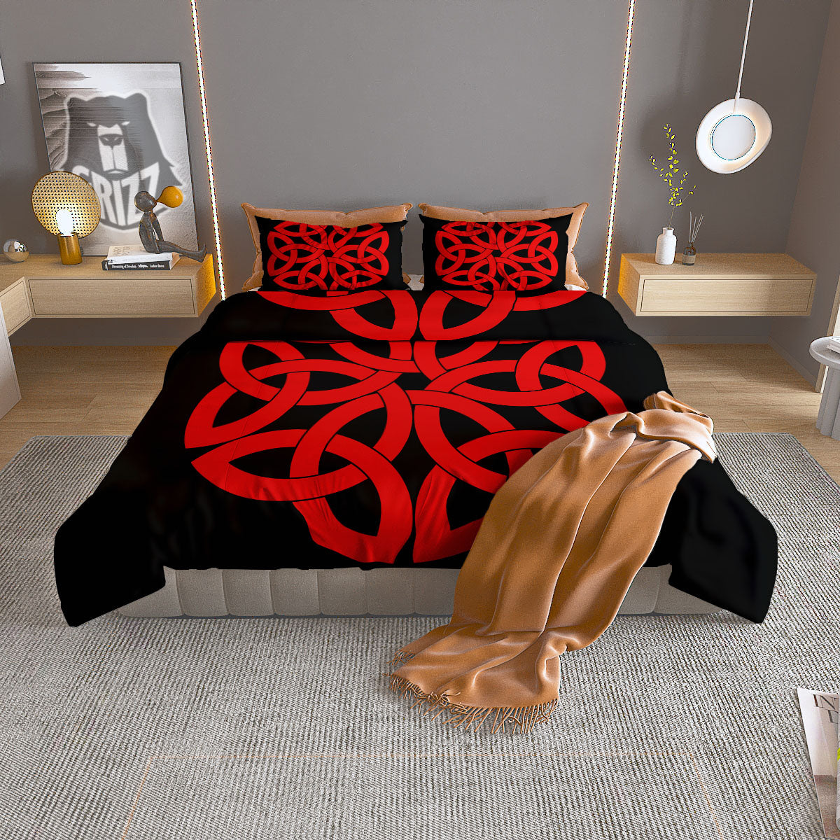 Lava Volcano Print Duvet Cover Bedding Set