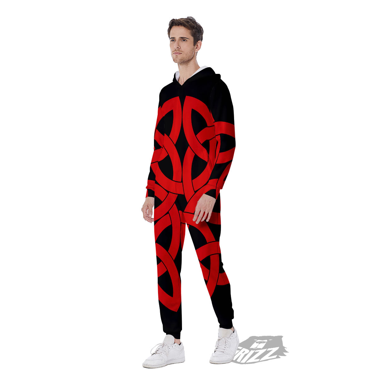 Knot Red Celtic Print Men's Jumpsuit-grizzshop