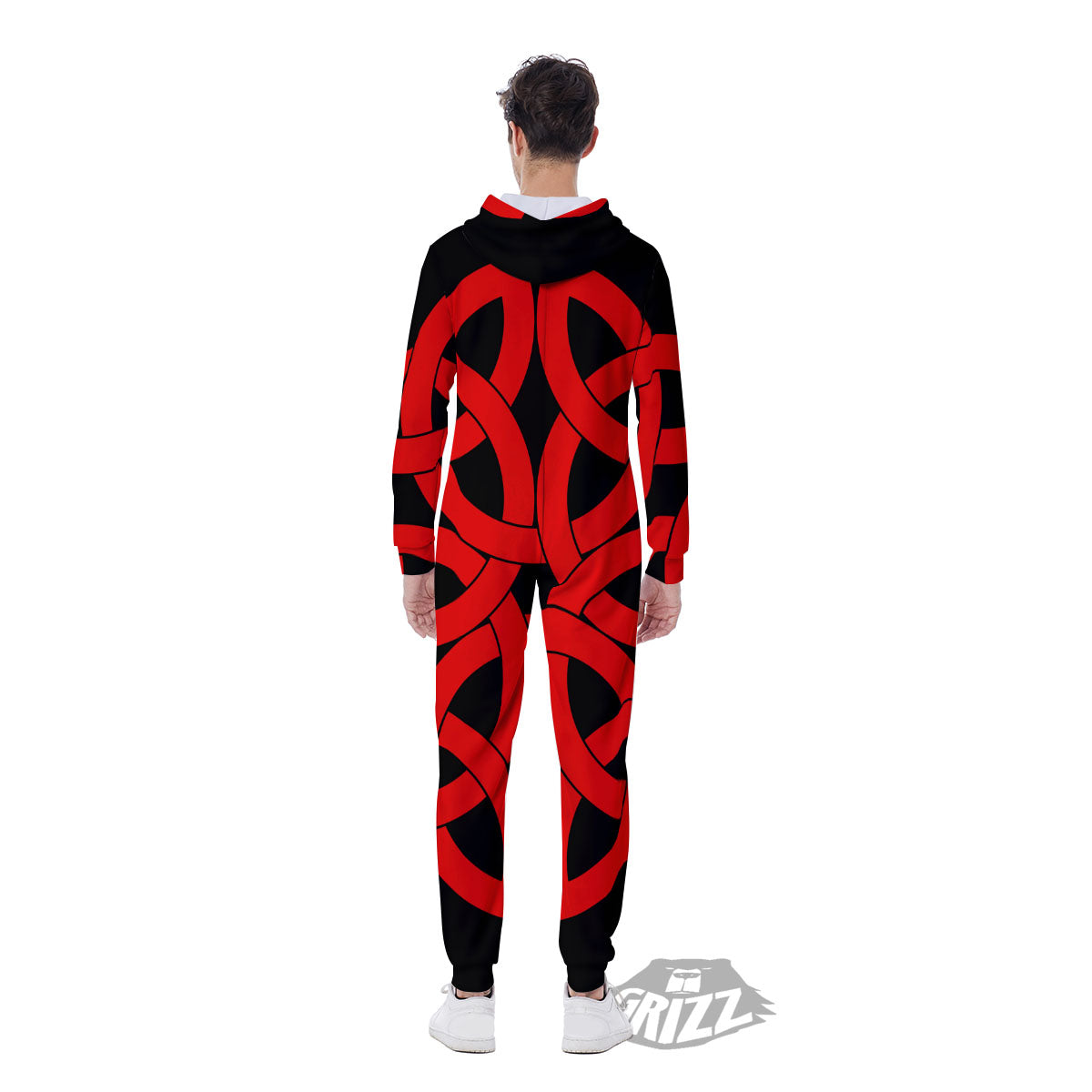 Knot Red Celtic Print Men's Jumpsuit-grizzshop