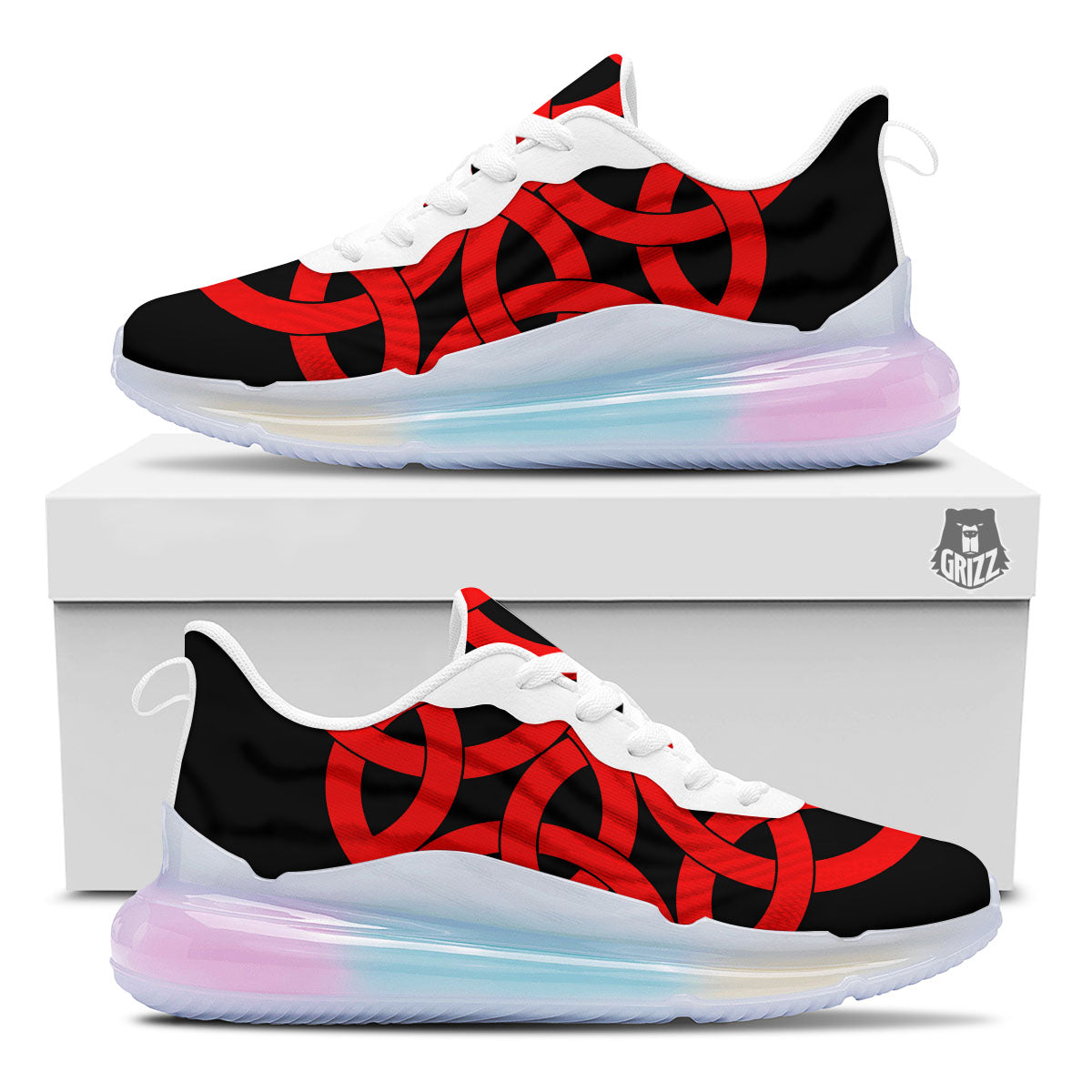 Knot Red Celtic Print Running Sneakers-grizzshop