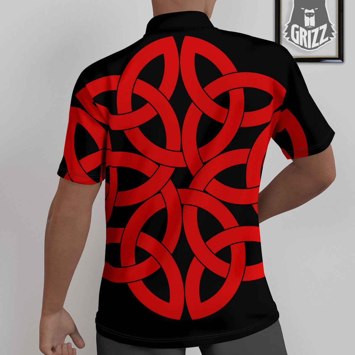 Knot Red Celtic Print Untucked Shirts-grizzshop