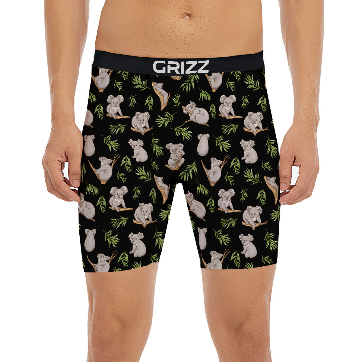 Koala Bear Black Print Pattern Boxer Briefs-grizzshop