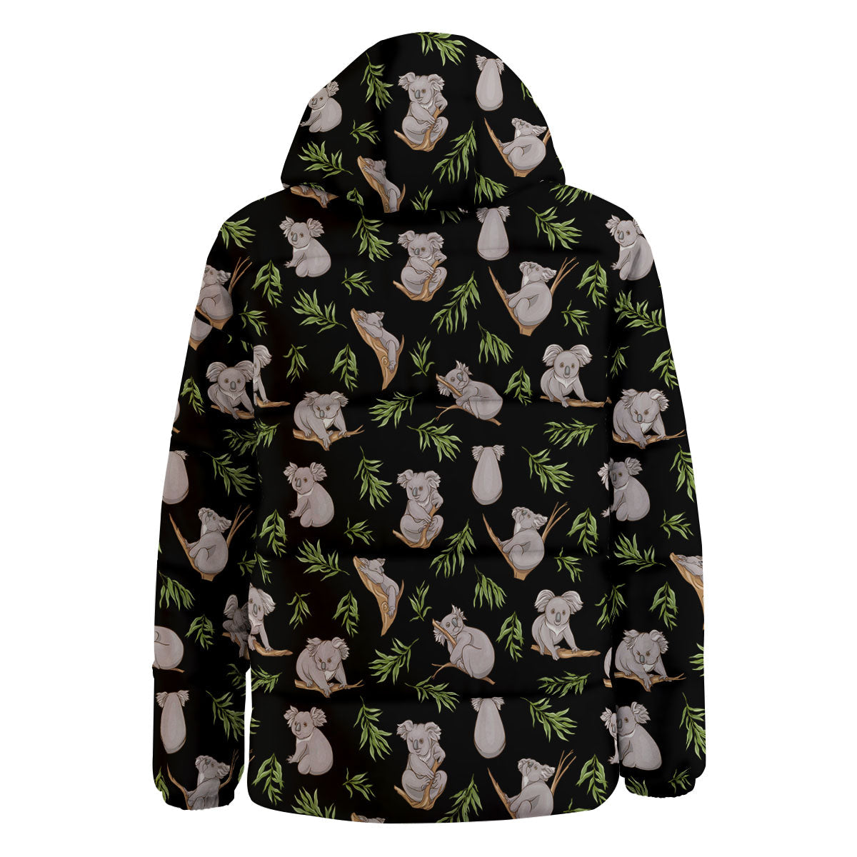 Koala Bear Black Print Pattern Down Jacket-grizzshop