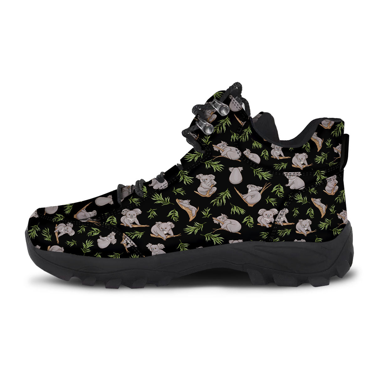 Koala Bear Black Print Pattern Hiking Shoes-grizzshop