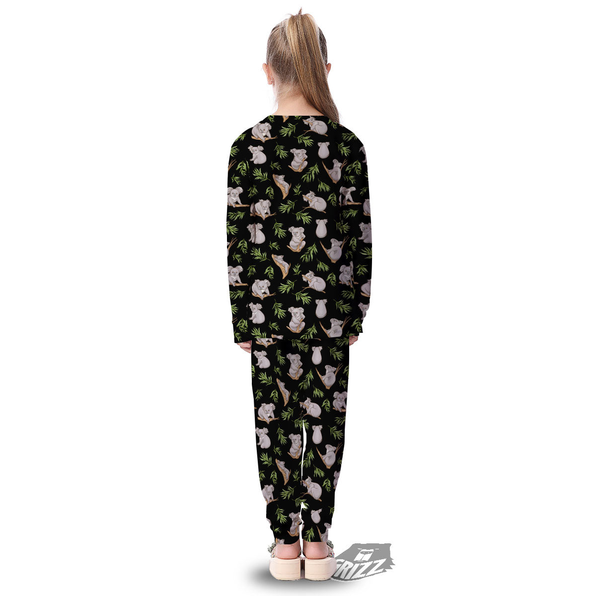 Koala Bear Black Print Pattern Kid's Pajamas-grizzshop