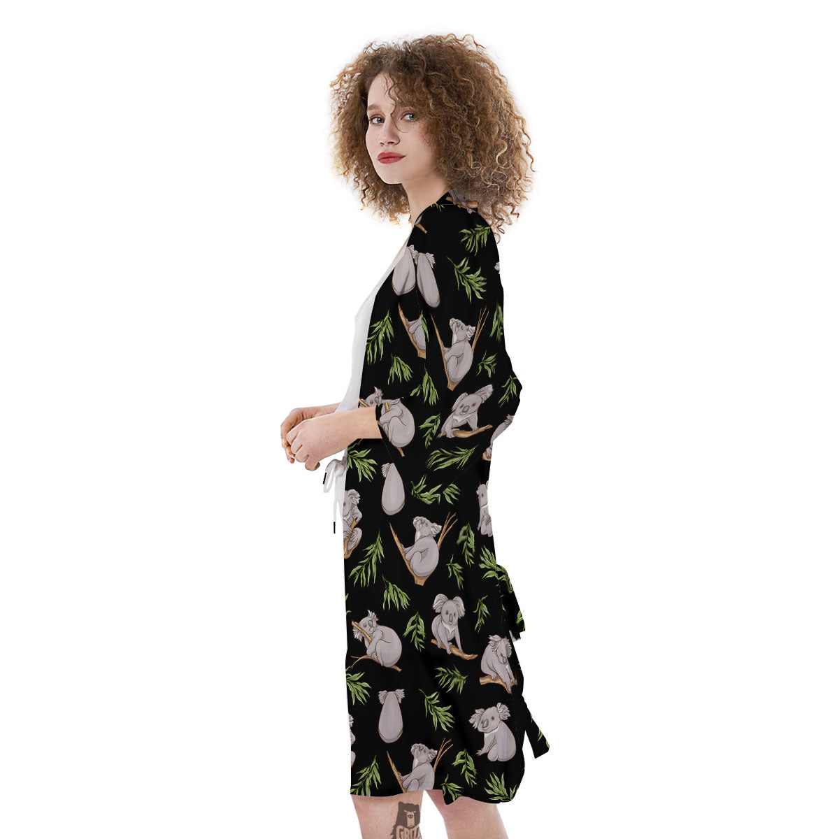 Koala Bear Black Print Pattern Kimono-grizzshop