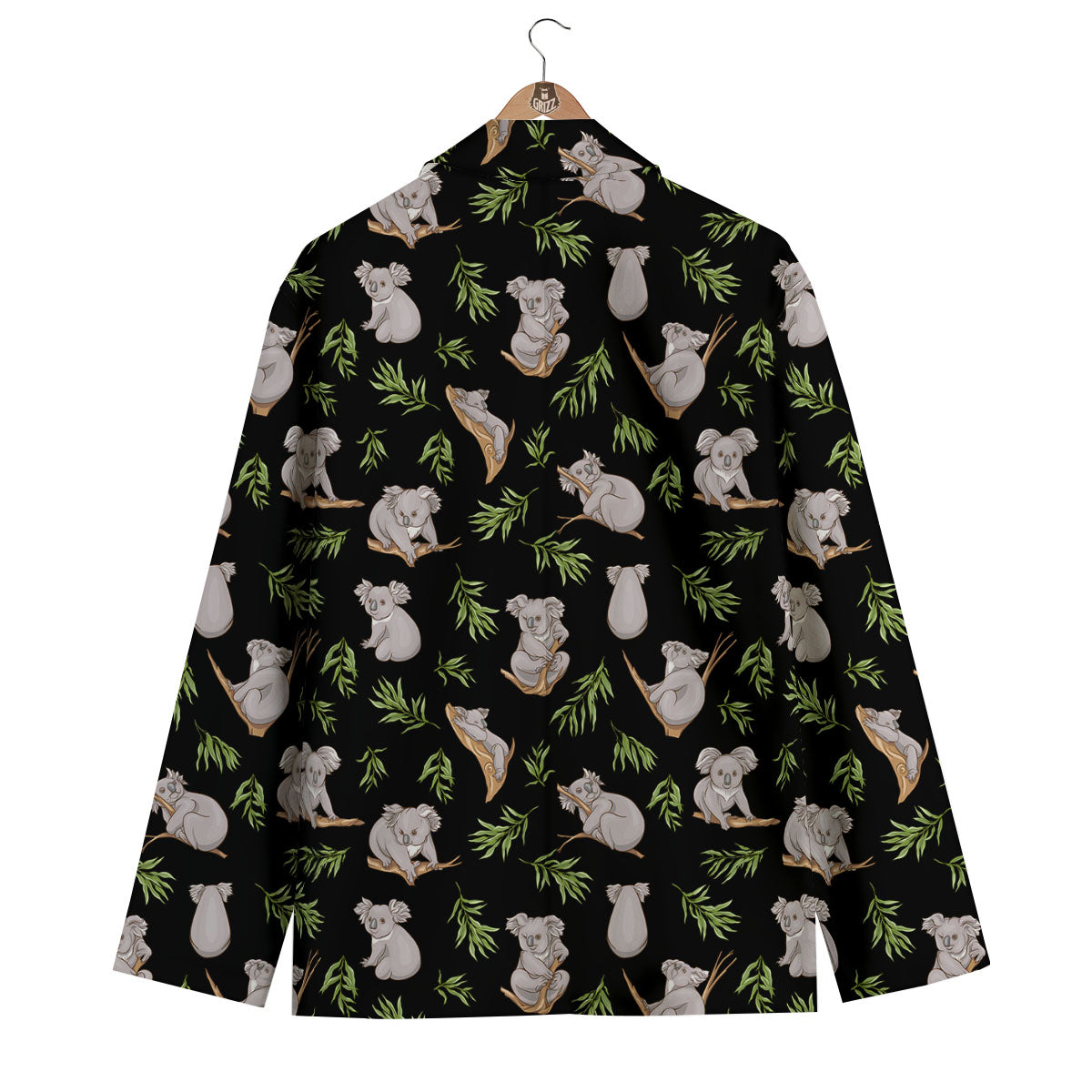 Koala Bear Black Print Pattern Men's Blazer-grizzshop