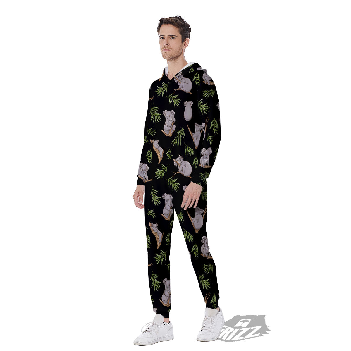 Koala Bear Black Print Pattern Men's Jumpsuit-grizzshop