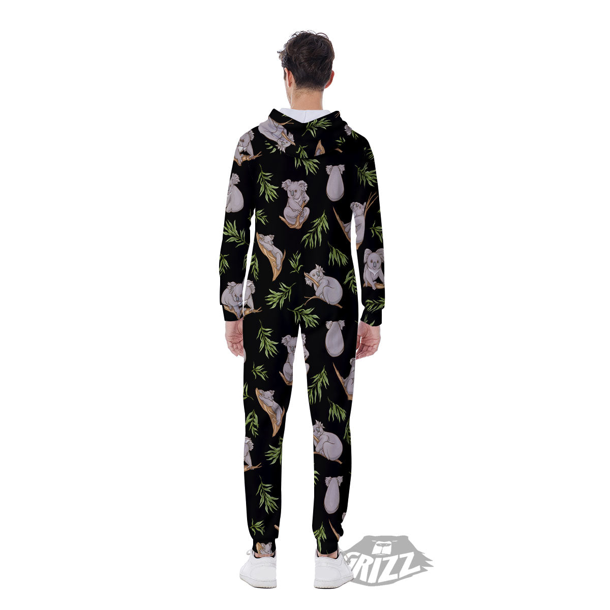 Koala Bear Black Print Pattern Men's Jumpsuit-grizzshop