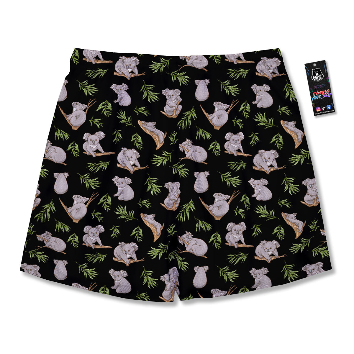 Koala Bear Black Print Pattern Men's Running Shorts-grizzshop