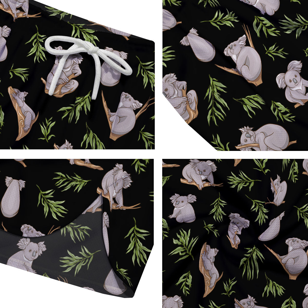 Koala Bear Black Print Pattern Men's Running Shorts-grizzshop