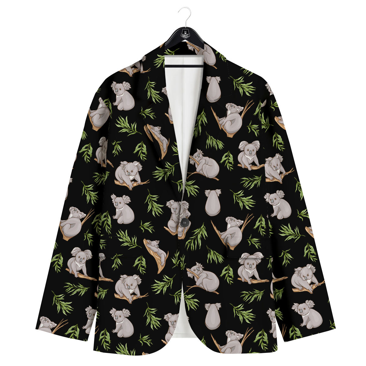 Koala Bear Black Print Pattern Men's Sport Coat-grizzshop