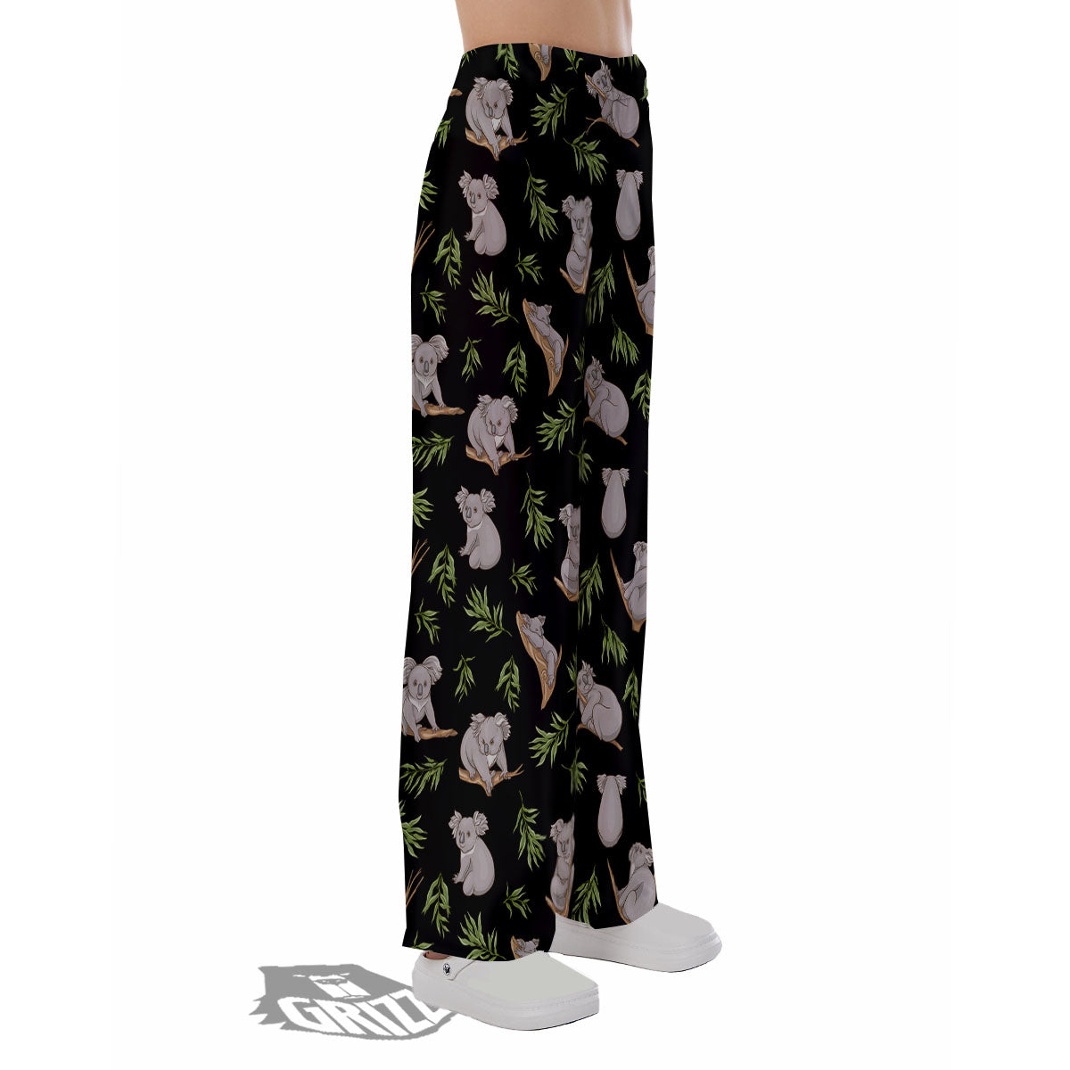 Koala Bear Black Print Pattern Pajama Pants-grizzshop