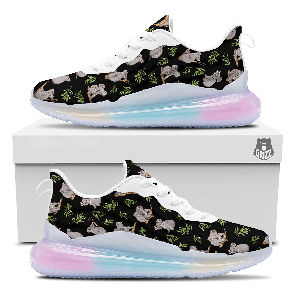 Koala Bear Black Print Pattern Running Sneakers-grizzshop