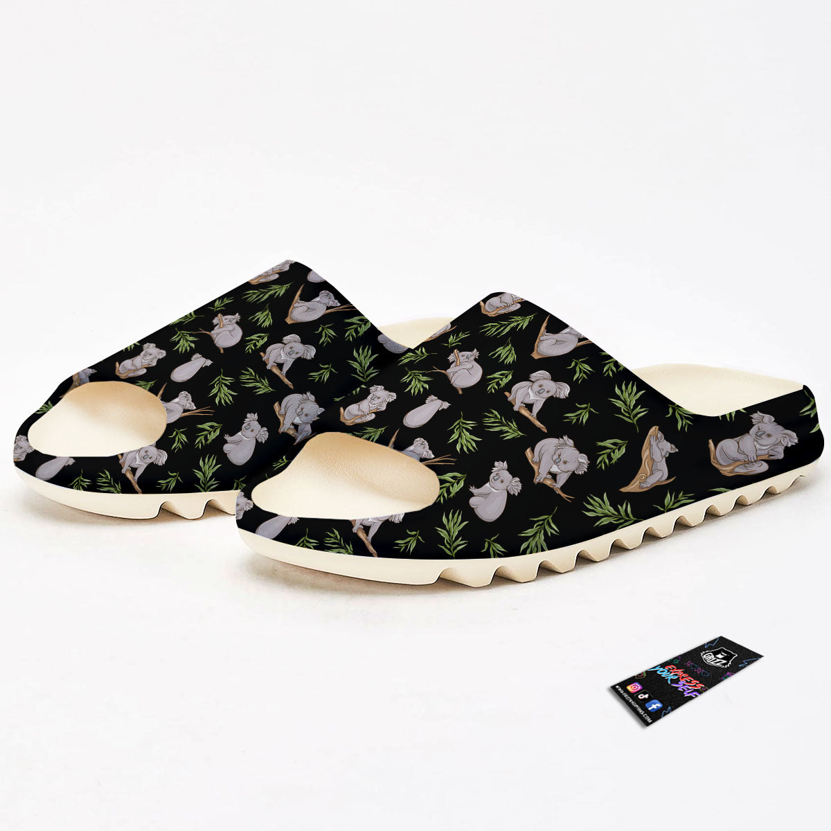Koala Bear Black Print Pattern Sandals-grizzshop