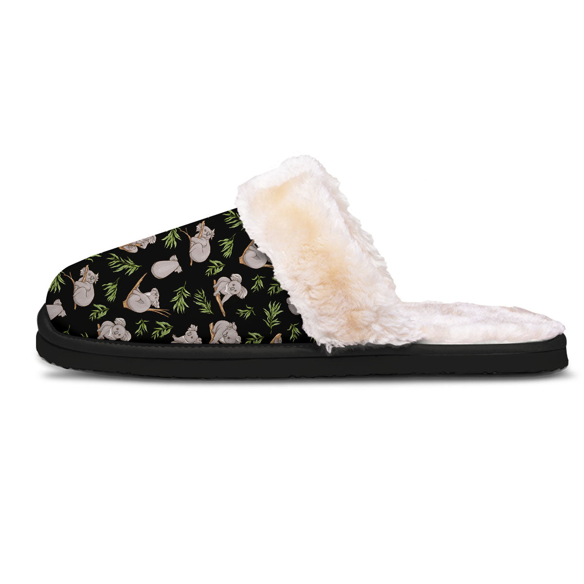 Koala Bear Black Print Pattern Slippers-grizzshop