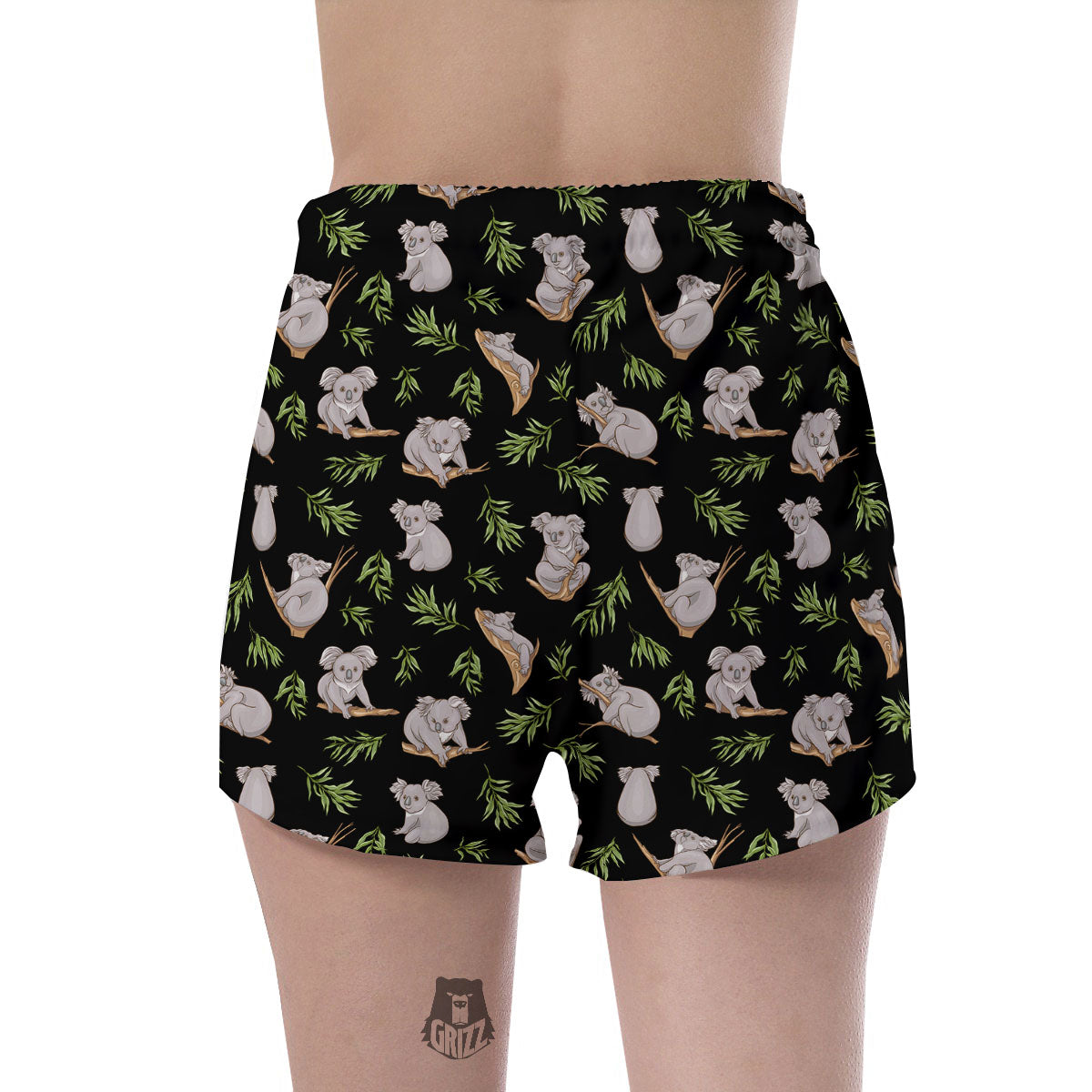 Koala Bear Black Print Pattern Women's Shorts-grizzshop