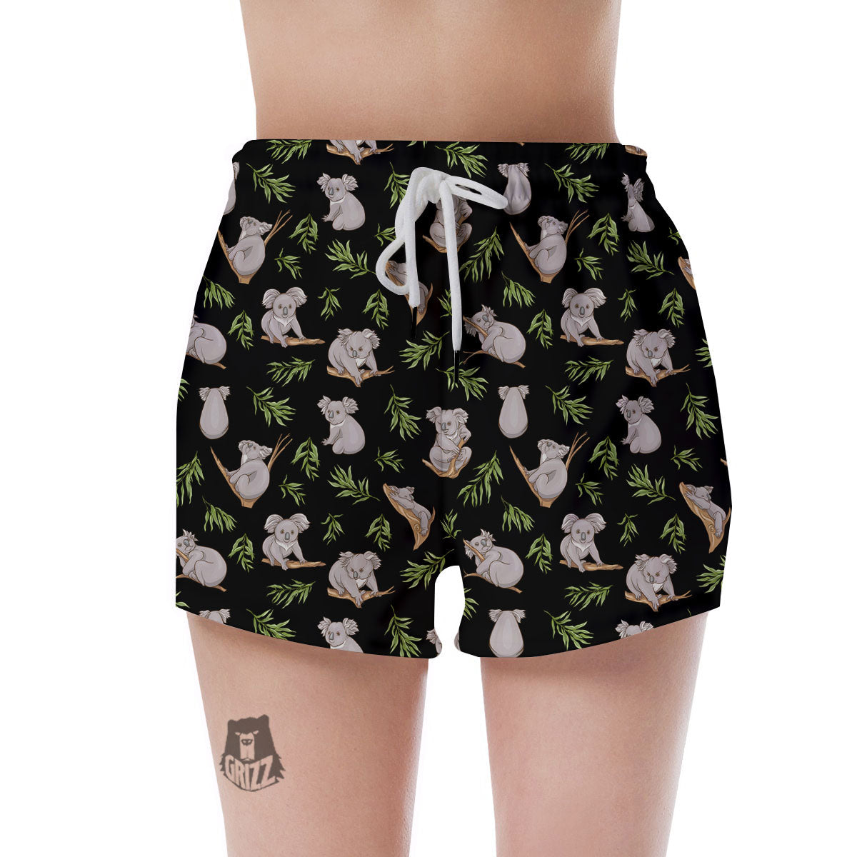 Koala Bear Black Print Pattern Women's Shorts-grizzshop