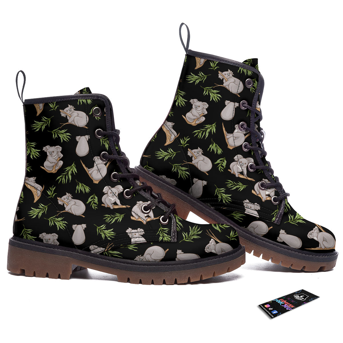 Koala Bear Black Print Pattern Work Boots-grizzshop