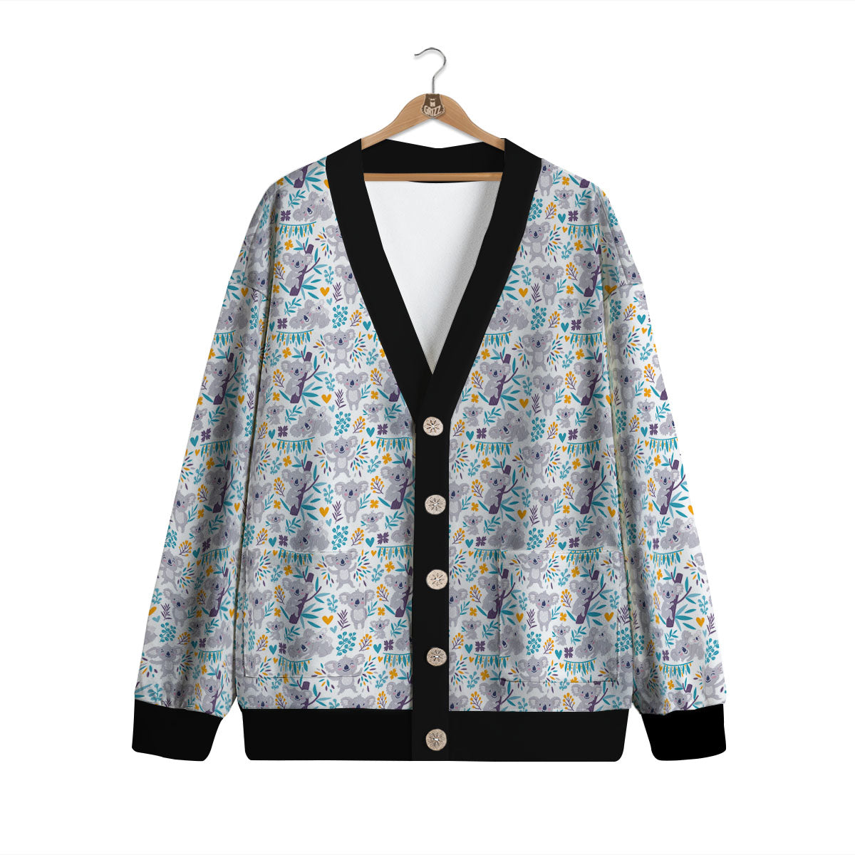 Koala Cartoon Print Pattern Cardigan-grizzshop
