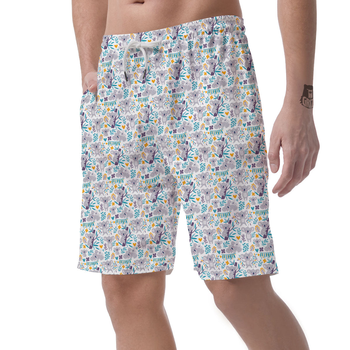 Koala Cartoon Print Pattern Men's Shorts-grizzshop