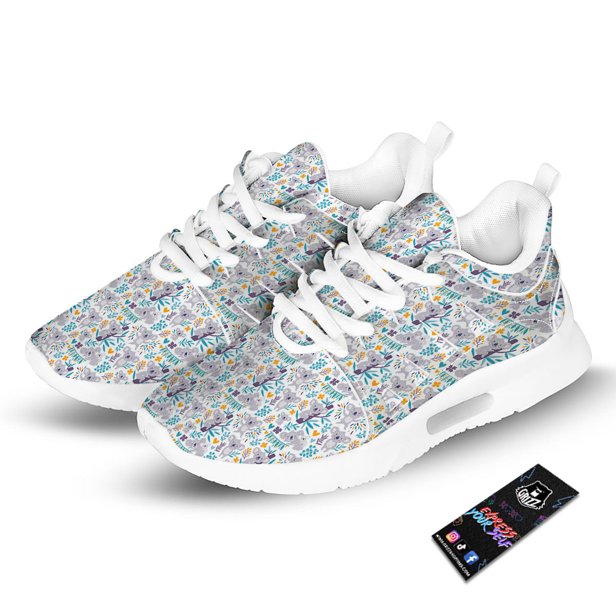 Koala Cartoon Print Pattern Tennis Shoes-grizzshop