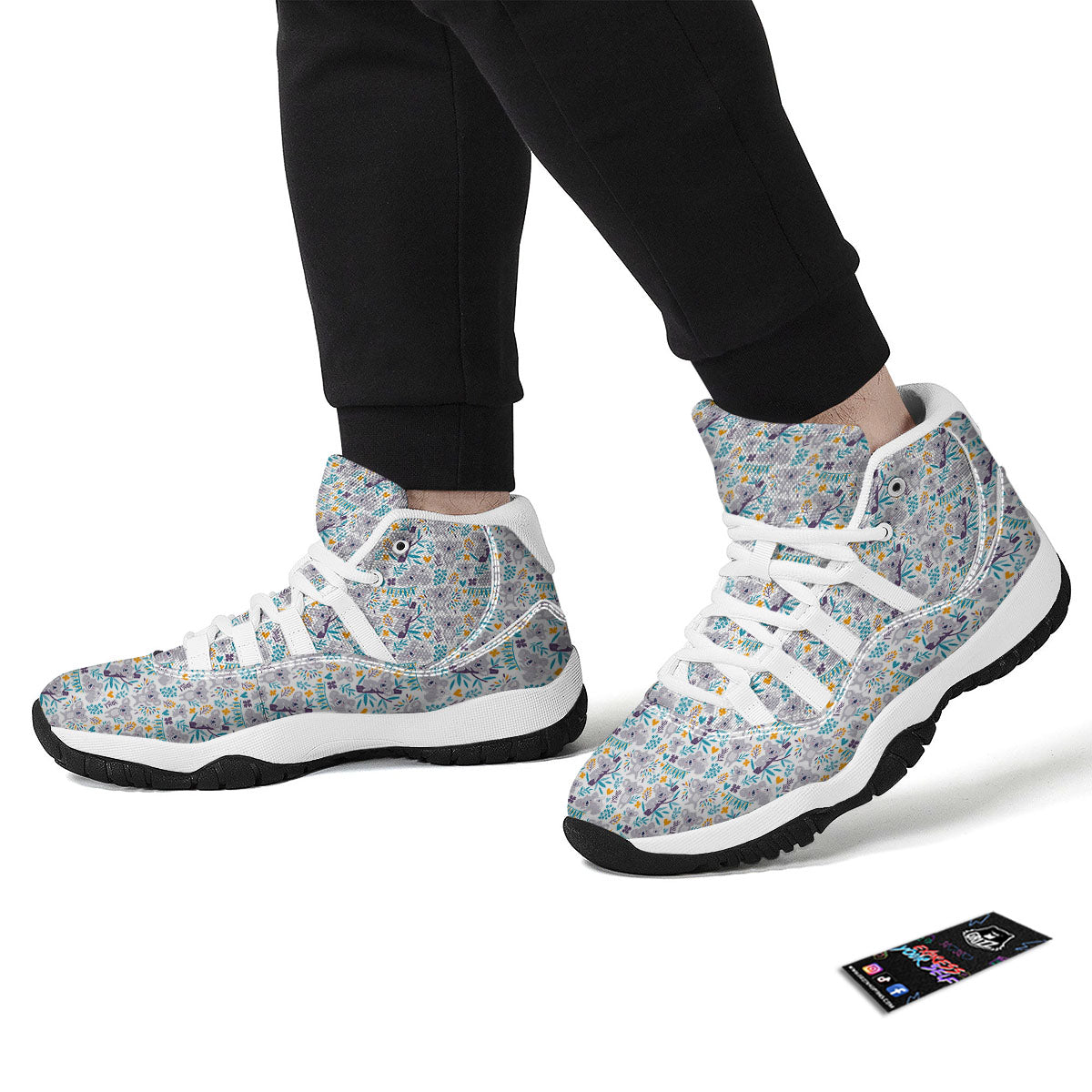 Koala Cartoon Print Pattern White Bball Shoes-grizzshop