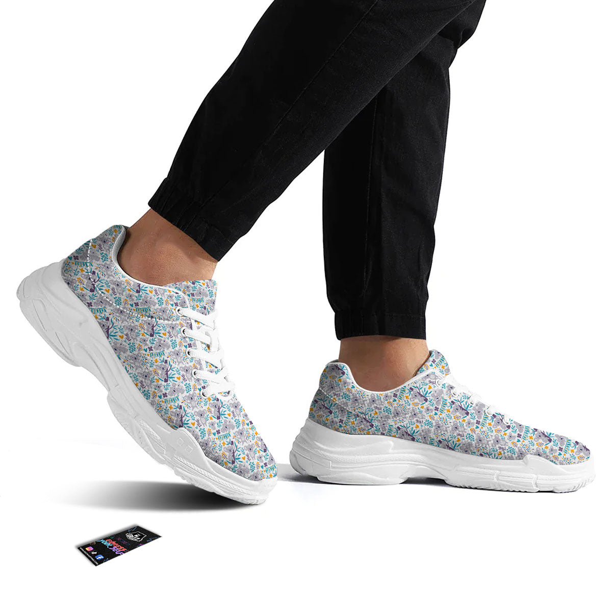 Koala Cartoon Print Pattern White Chunky Shoes-grizzshop