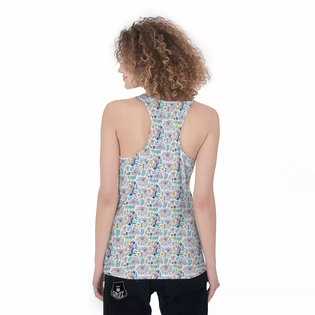 Koala Cartoon Print Pattern Women's Racerback Tank Top-grizzshop