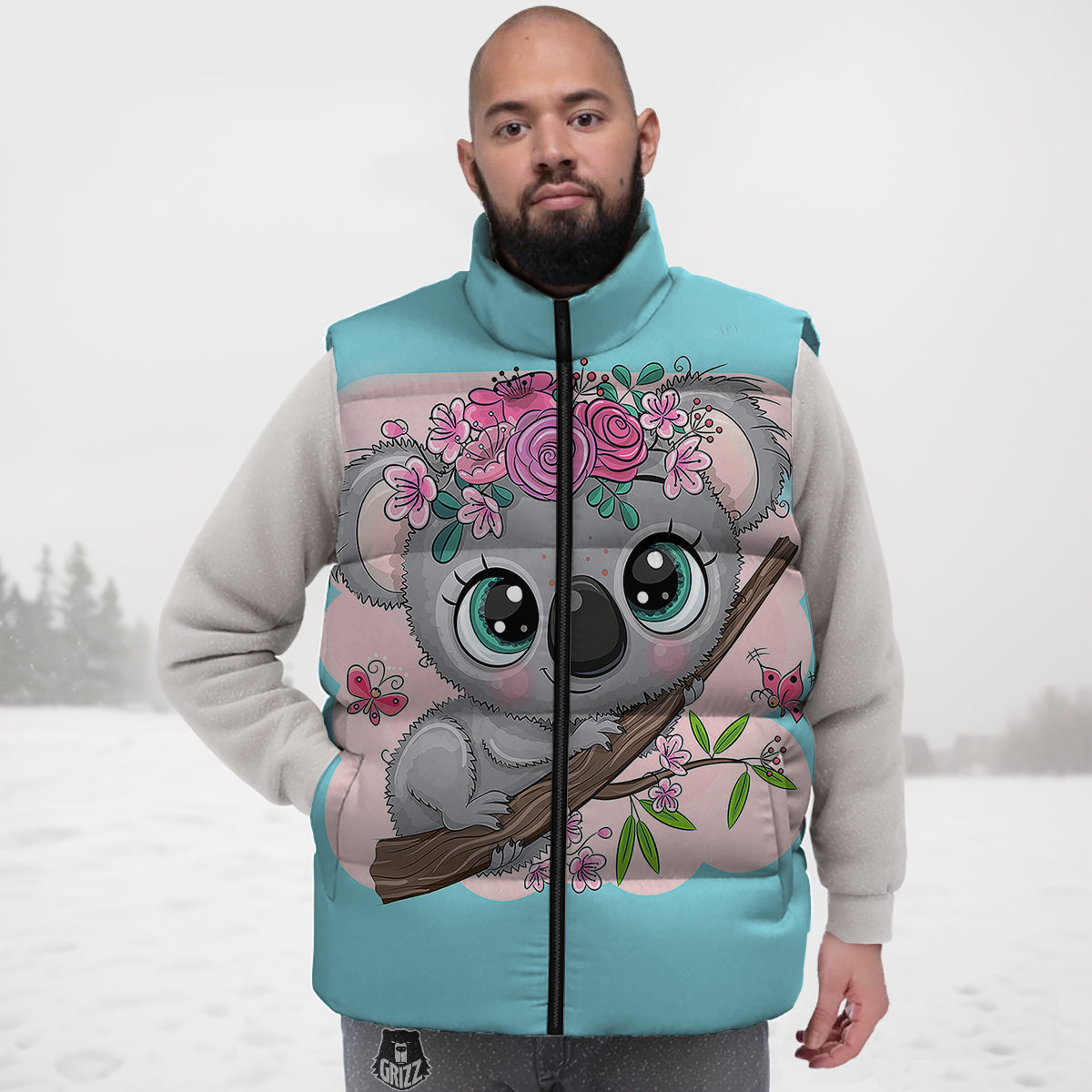 Koala Cute Print Down Vest