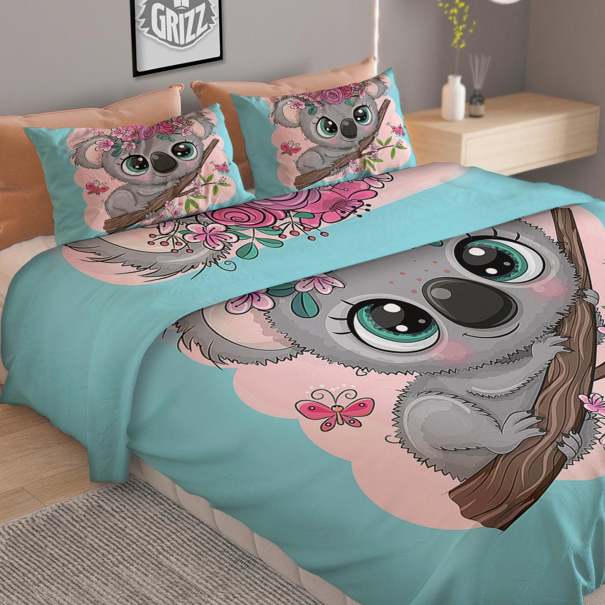 Koala Cute Print Duvet Cover Bedding Set