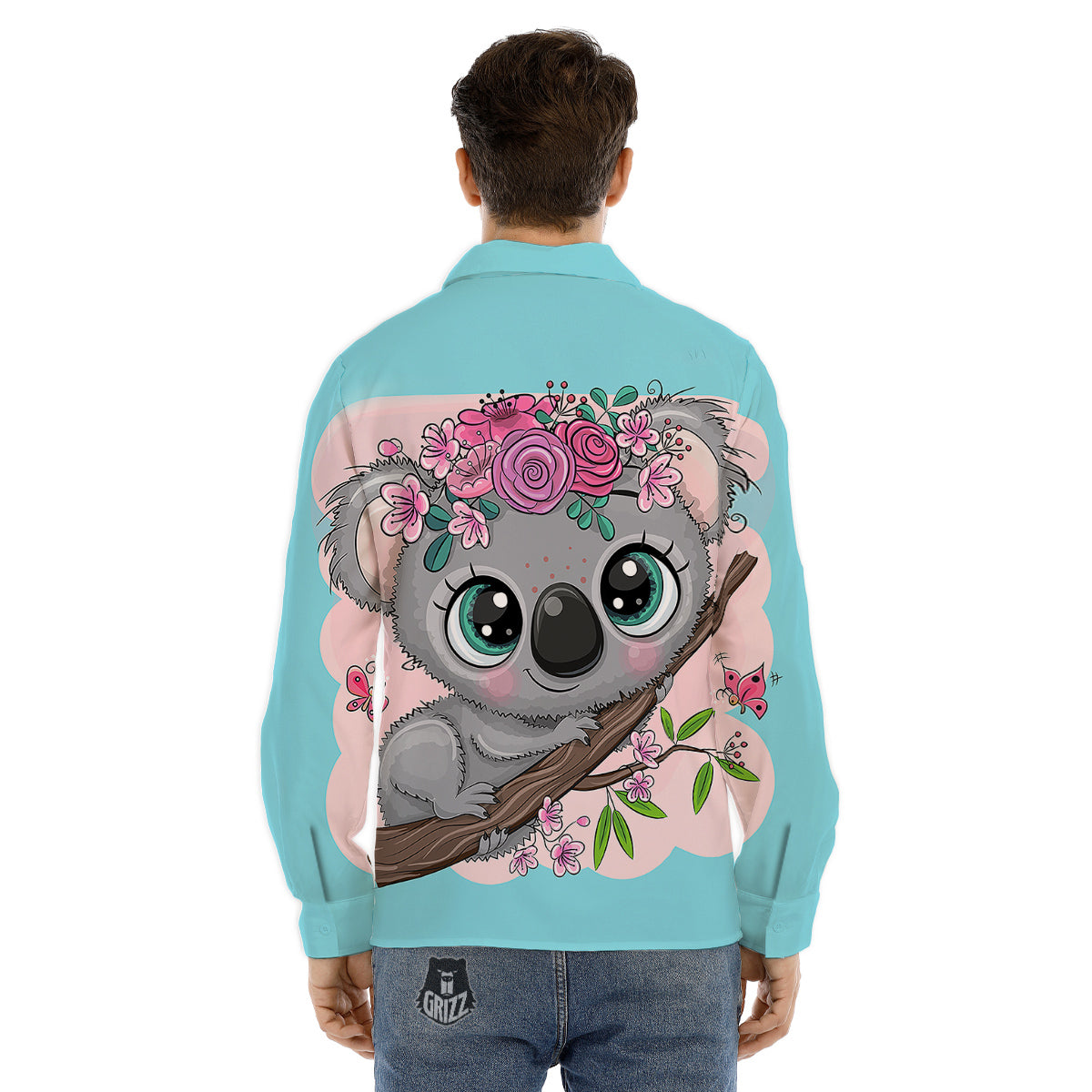 Koala Cute Print Men's Dress Shirts-grizzshop