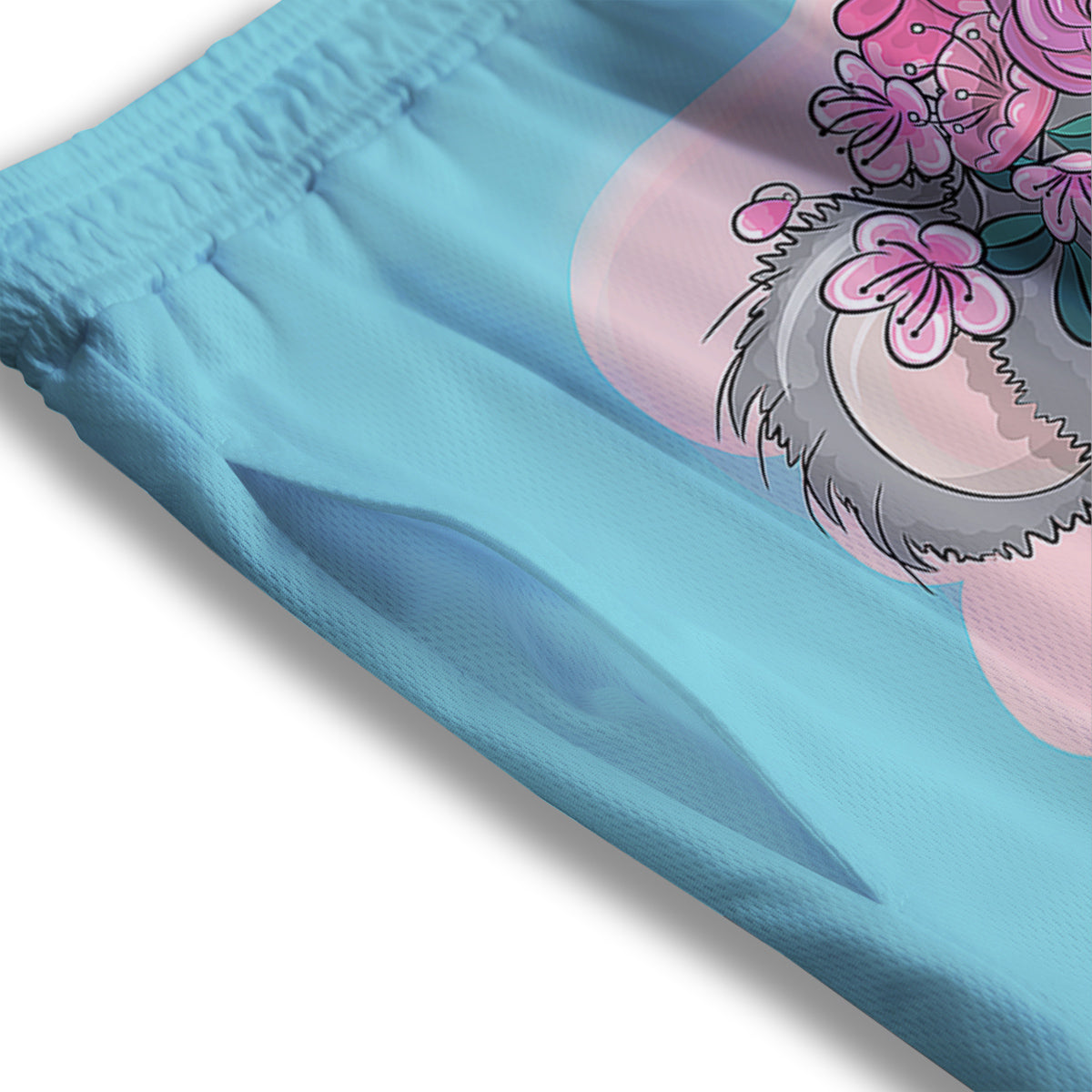 Koala Cute Print Mesh Shorts
