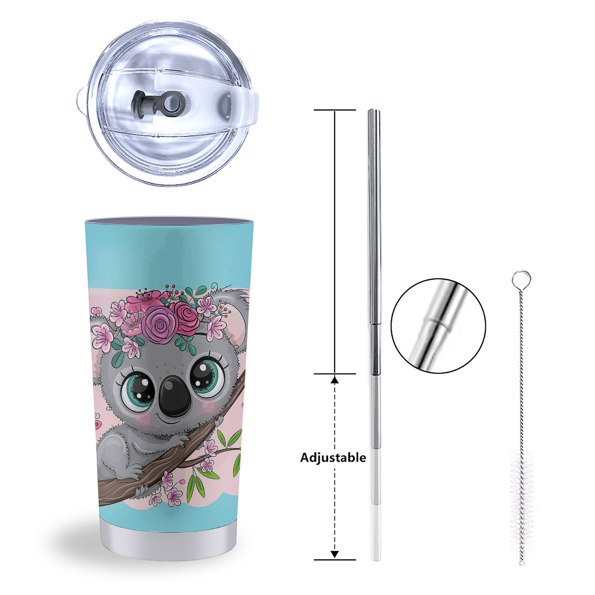 Koala Cute Print Tumbler-grizzshop