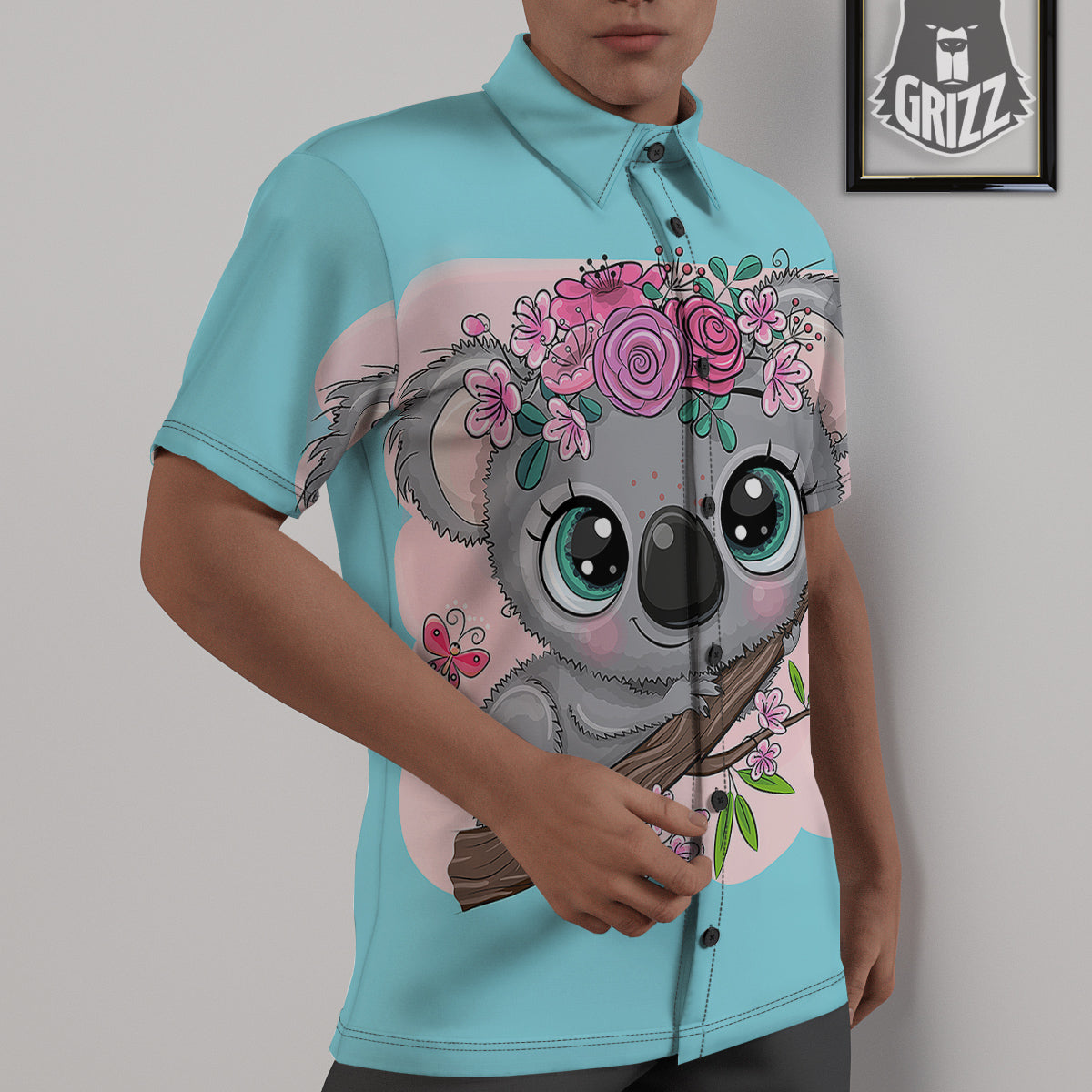 Koala Cute Print Untucked Shirts-grizzshop