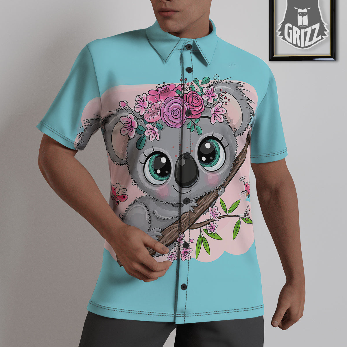 Koala Cute Print Untucked Shirts-grizzshop