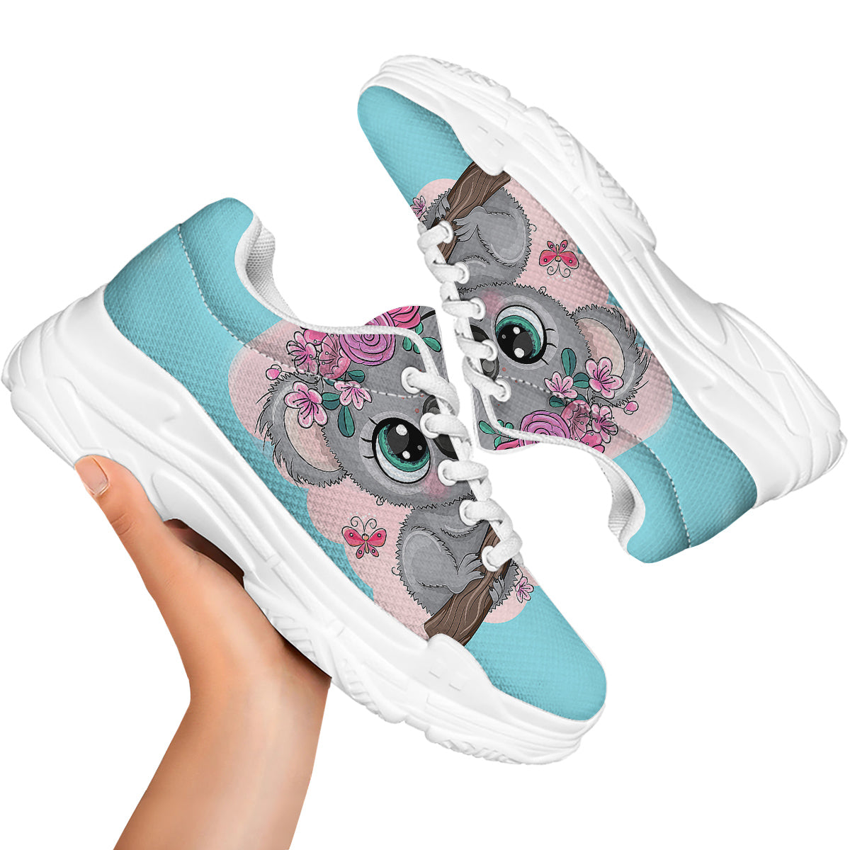 Koala Cute Print White Chunky Shoes-grizzshop