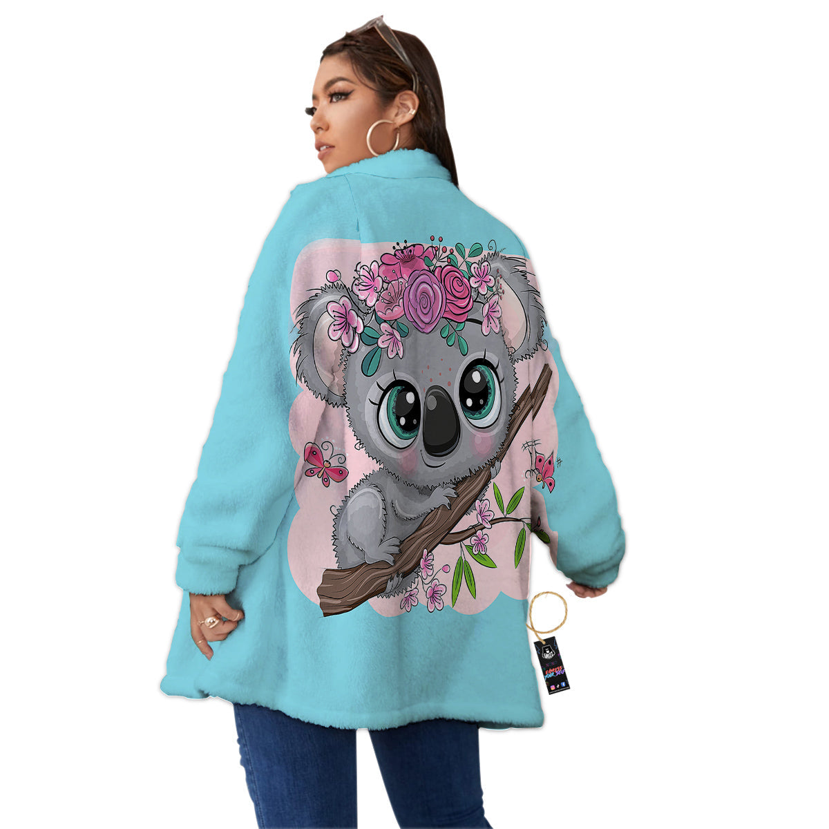 Koala Cute Print Women's Sherpa Jacket-grizzshop