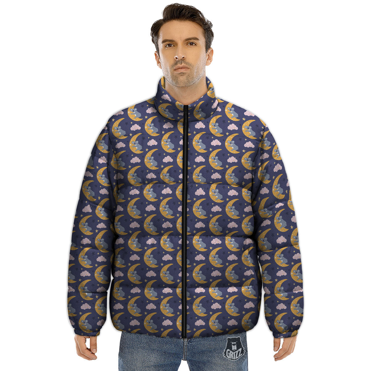Koala Good Night Print Pattern Puffer Jacket-grizzshop