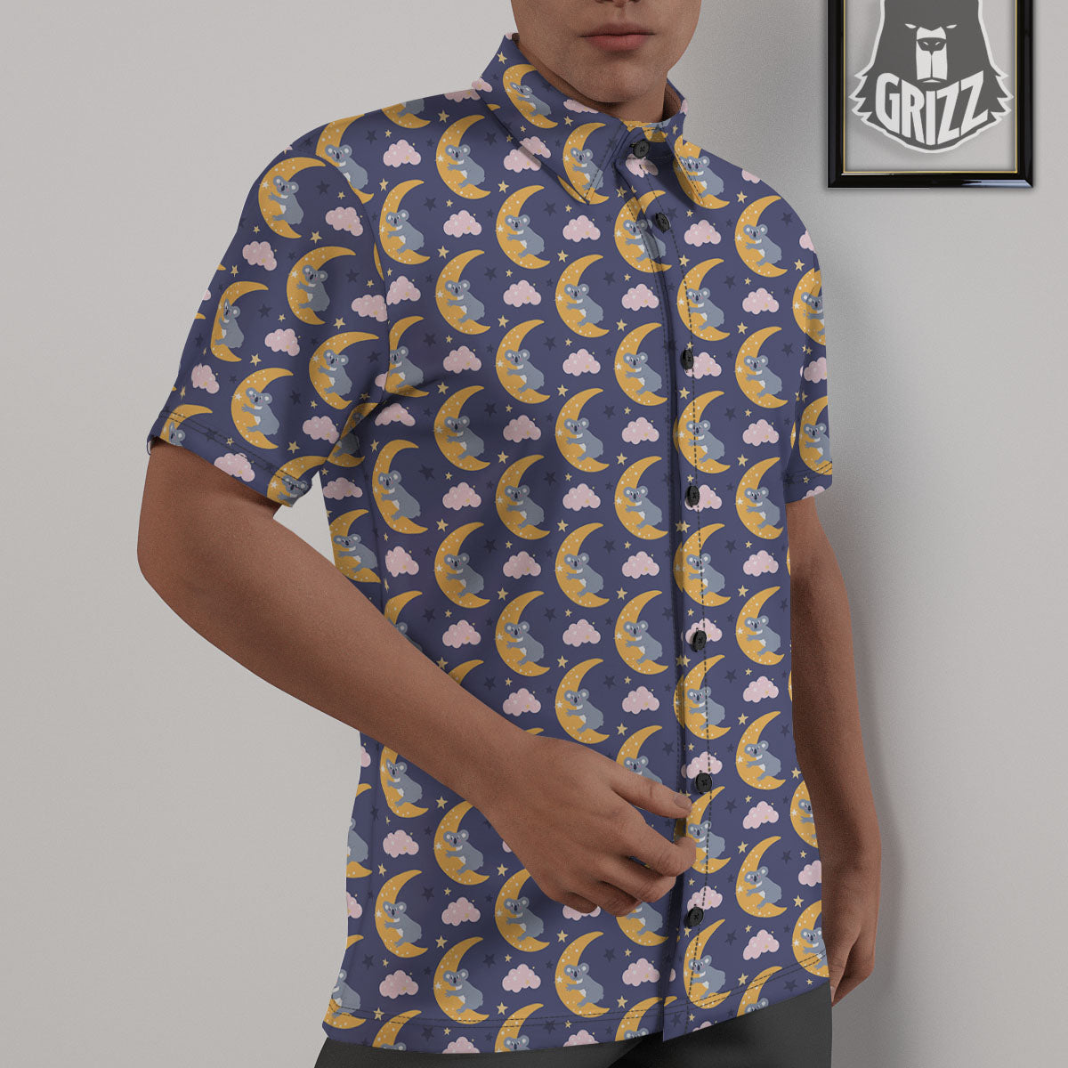 Koala Good Night Print Pattern Untucked Shirts-grizzshop