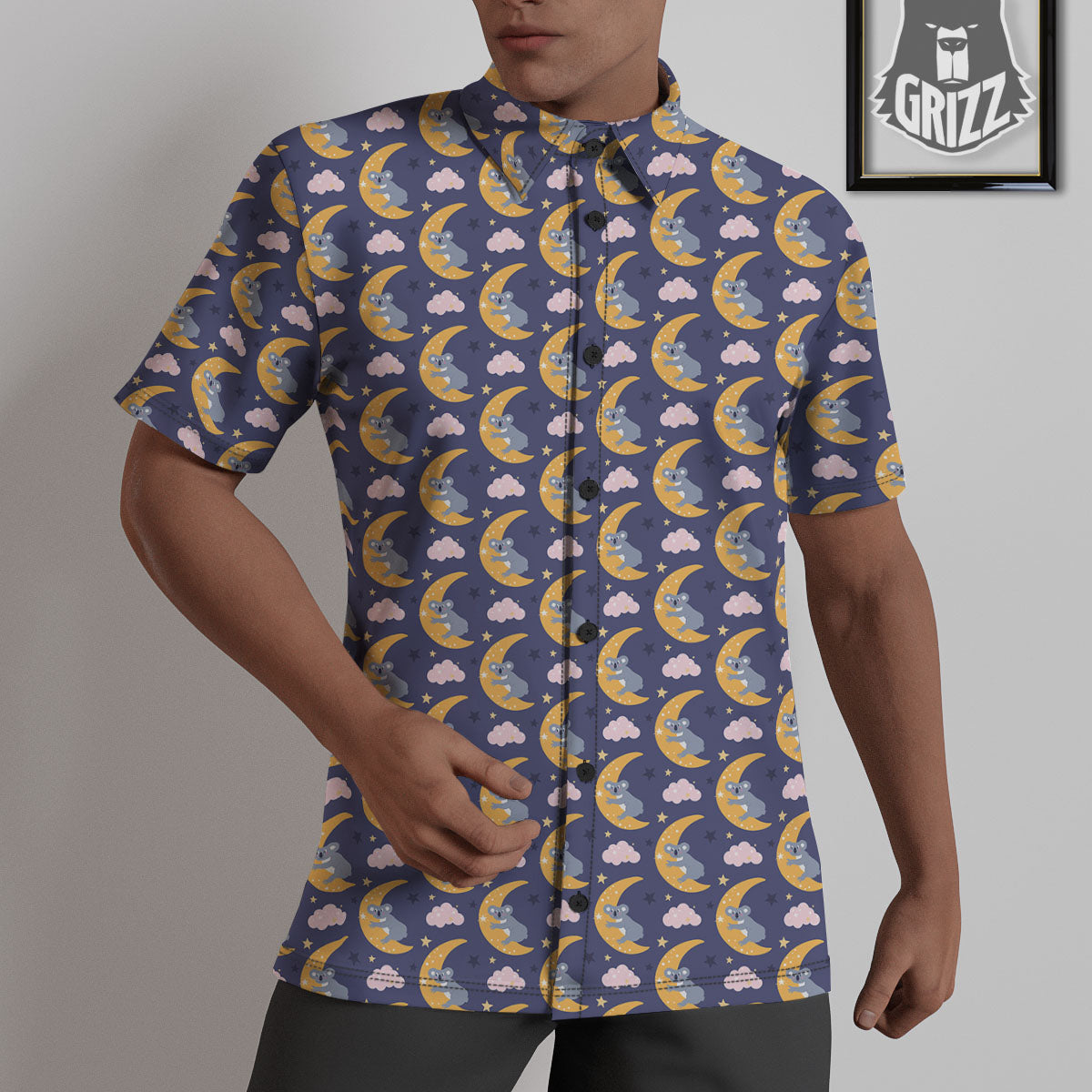 Koala Good Night Print Pattern Untucked Shirts-grizzshop