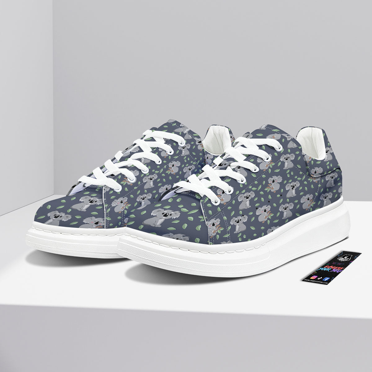 Koala Grey Print Pattern Platform Shoes-grizzshop