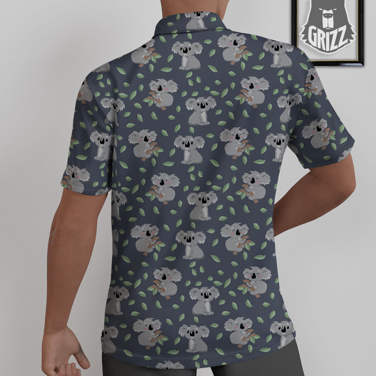 Koala Grey Print Pattern Untucked Shirts-grizzshop