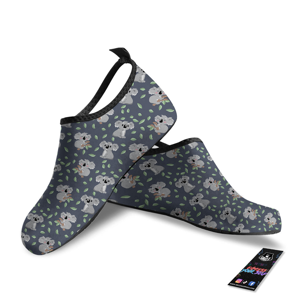 Koala Grey Print Pattern Water Shoes-grizzshop